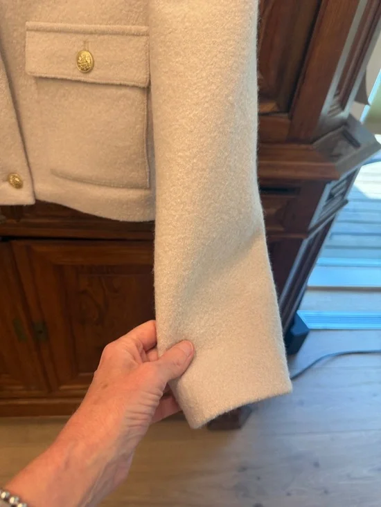 NWT Quince 100% Merino Wool Collarless Cropped Jacket - Bone - M - Picture 8 of 14